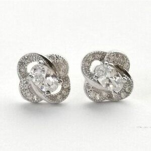 DIAMONELLE CZ sterling silver love knot stud earrings